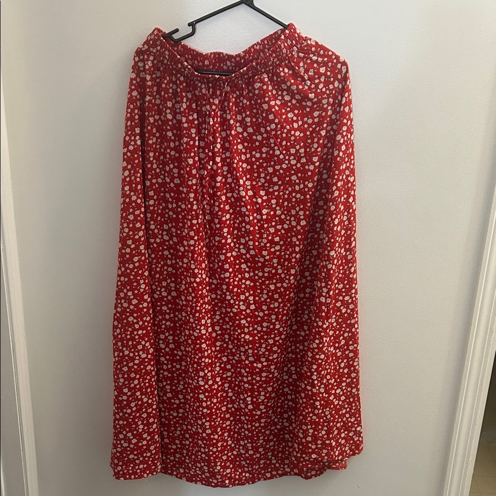 Elegant Red Floral Maxi Skirt